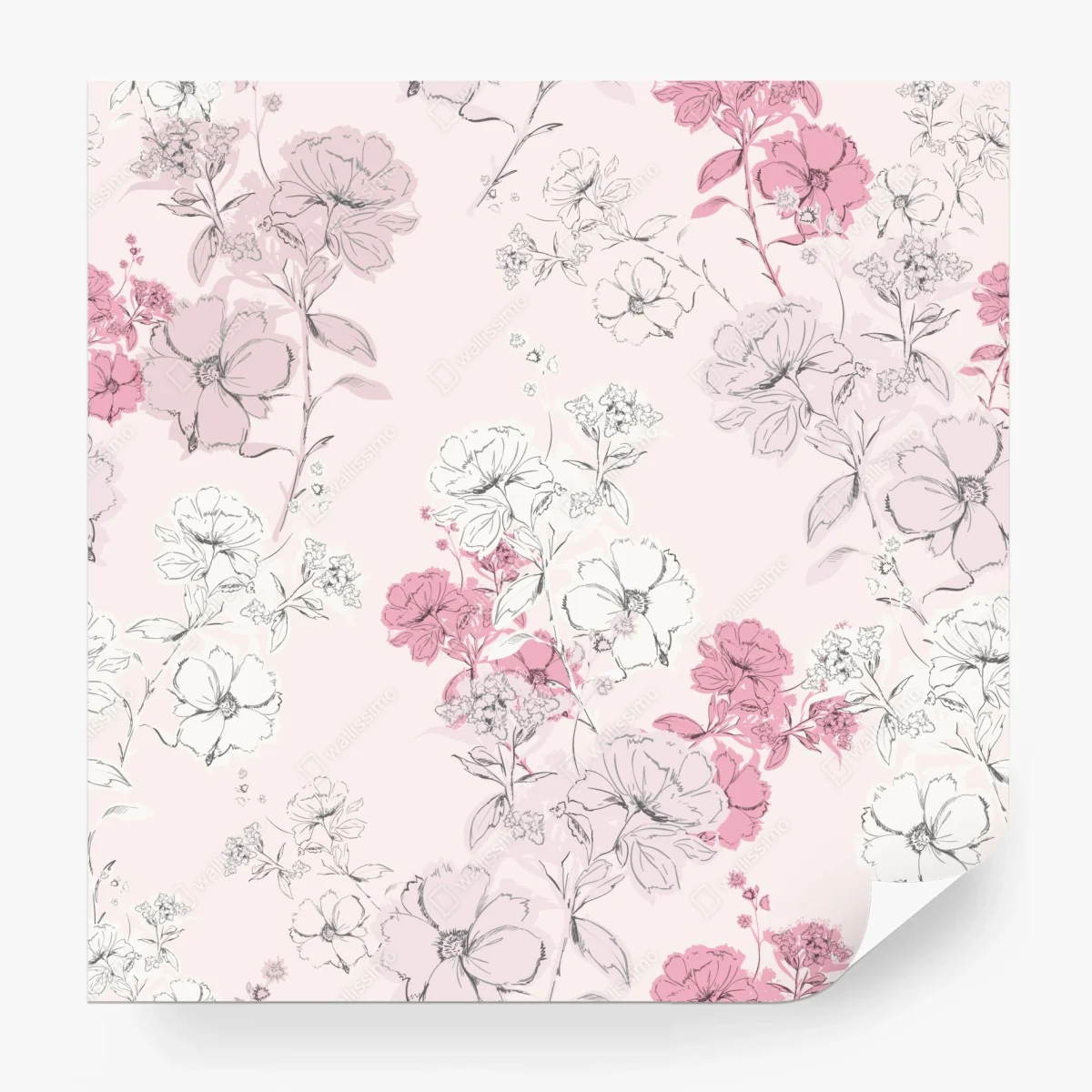 Papier peint fleurs délicates sur fond rose – Wallnifity® Papier peint fleurs délicates sur fond rose – Wallnifity®