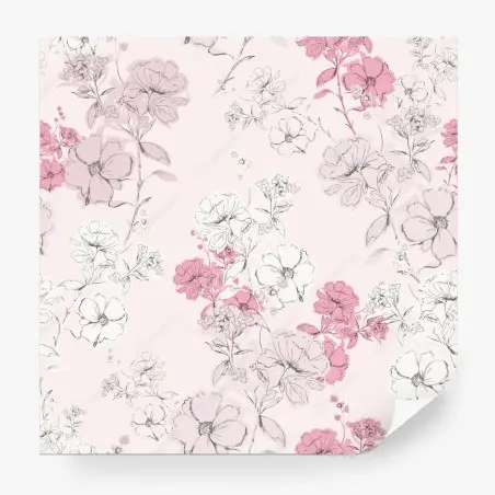 Papier peint fleurs délicates sur fond rose – Wallnifity®