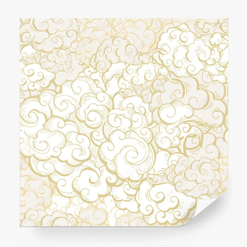 Papier peint nuages stylisés dorés sur fond blanc – Wallnifity® Papier peint nuages stylisés dorés sur fond blanc – Wallnifity®