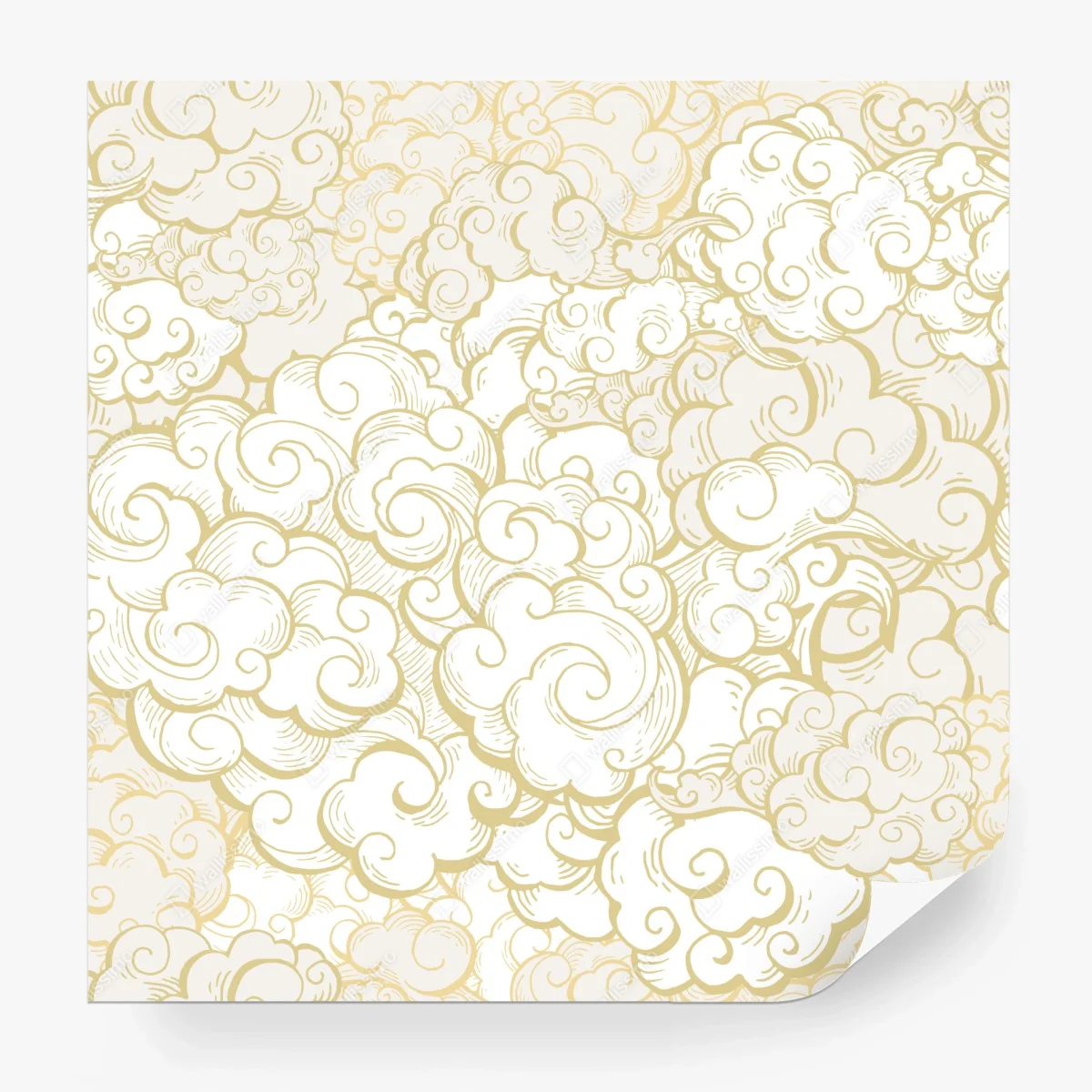 Papier peint nuages stylisés dorés sur fond blanc – Wallnifity® Papier peint nuages stylisés dorés sur fond blanc – Wallnifity®