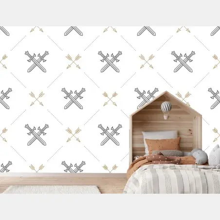 Papier peint motif épées et flèches minimaliste – Wallnifity®