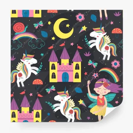 Papier peint univers féerique de licornes et châteaux – Wallnifity®