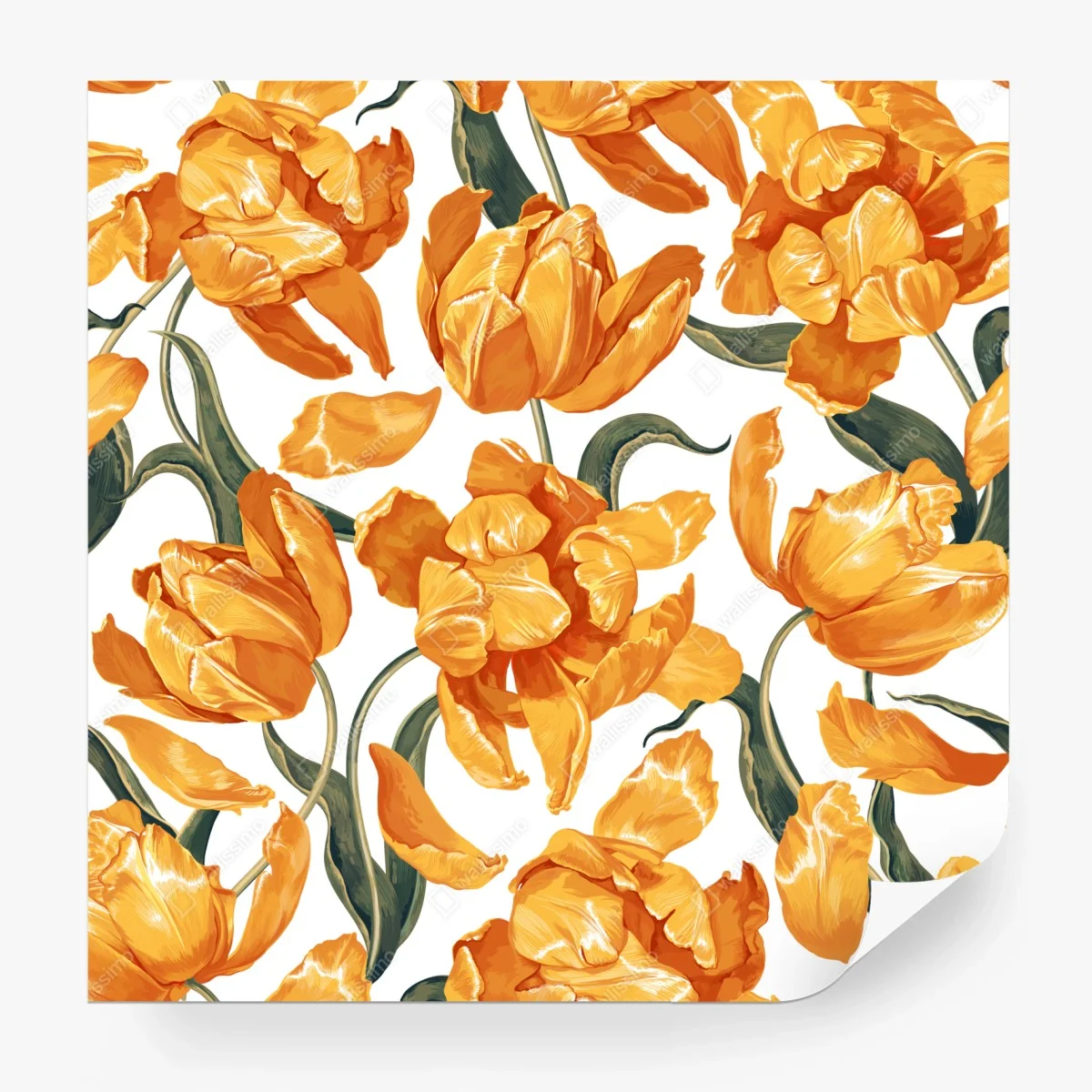 Papier peint motif tulipes orangées sur fond blanc – Wallnifity® Papier peint motif tulipes orangées sur fond blanc – Wallnifity®