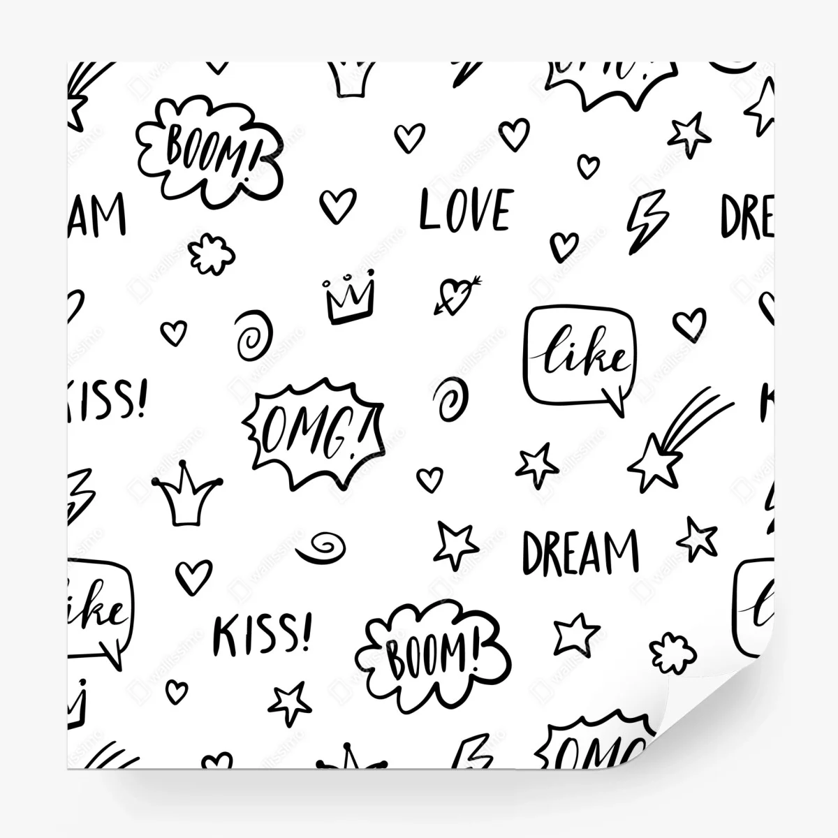 Papier peint motifs griffonnés pop art en noir et blanc – Wallnifity® Papier peint motifs griffonnés pop art en noir et blanc – Wallnifity®