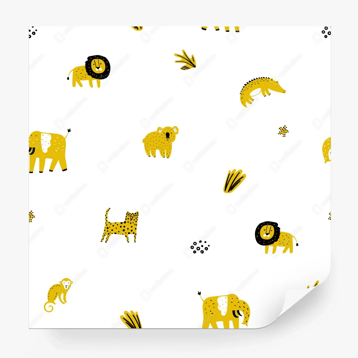 Papier peint motif safari jaune pour chambre d'enfant – Wallnifity®