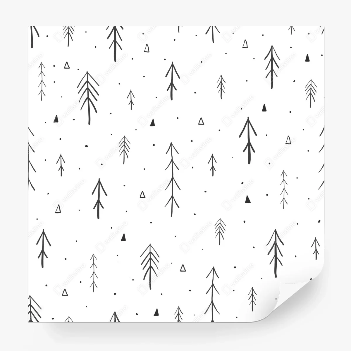 Papier peint sapins minimalistes scandinaves en noir et blanc – Wallnifity®