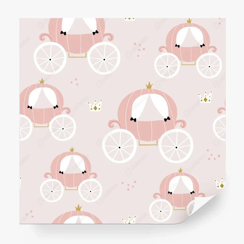 Papier peint carrosse de princesse motif féerique rose – Wallnifity®
