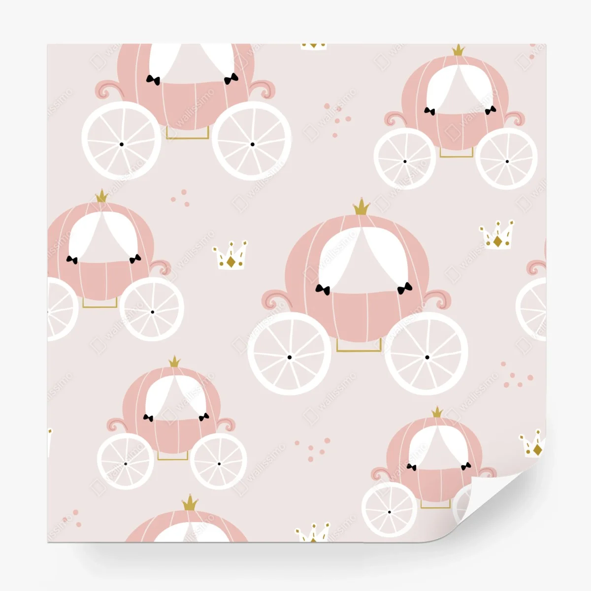 Papier peint carrosse de princesse motif féerique rose – Wallnifity®