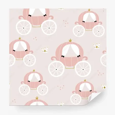 Papier peint carrosse de princesse motif féerique rose – Wallnifity®