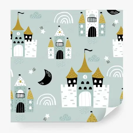 Papier peint motif château féerique pour chambre d'enfant – Wallnifity®