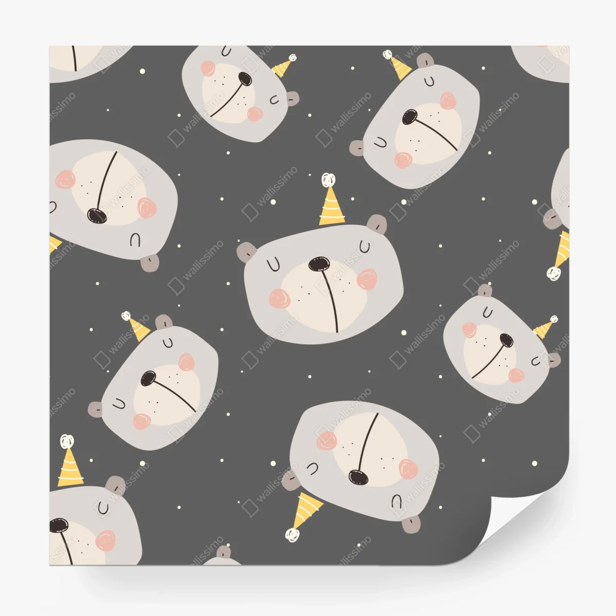 Papier peint motif oursons en fête sur fond gris – Wallnifity® Papier peint motif oursons en fête sur fond gris – Wallnifity®