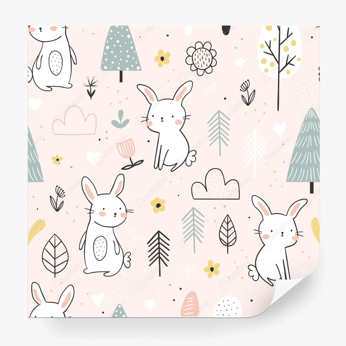Papier peint motif lapins pastel pour chambre d'enfant – Wallnifity® Papier peint motif lapins pastel pour chambre d'enfant – Wallnifity®