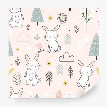 Papier peint motif lapins pastel pour chambre d'enfant – Wallnifity®