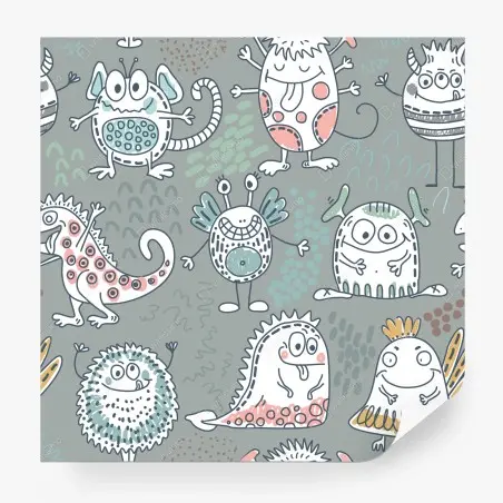 Papier peint motifs de monstres mignons pour chambre d'enfant – Wallnifity®