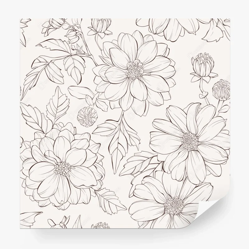 Papier peint motif floral délicat au trait – Wallnifity® Papier peint motif floral délicat au trait – Wallnifity®