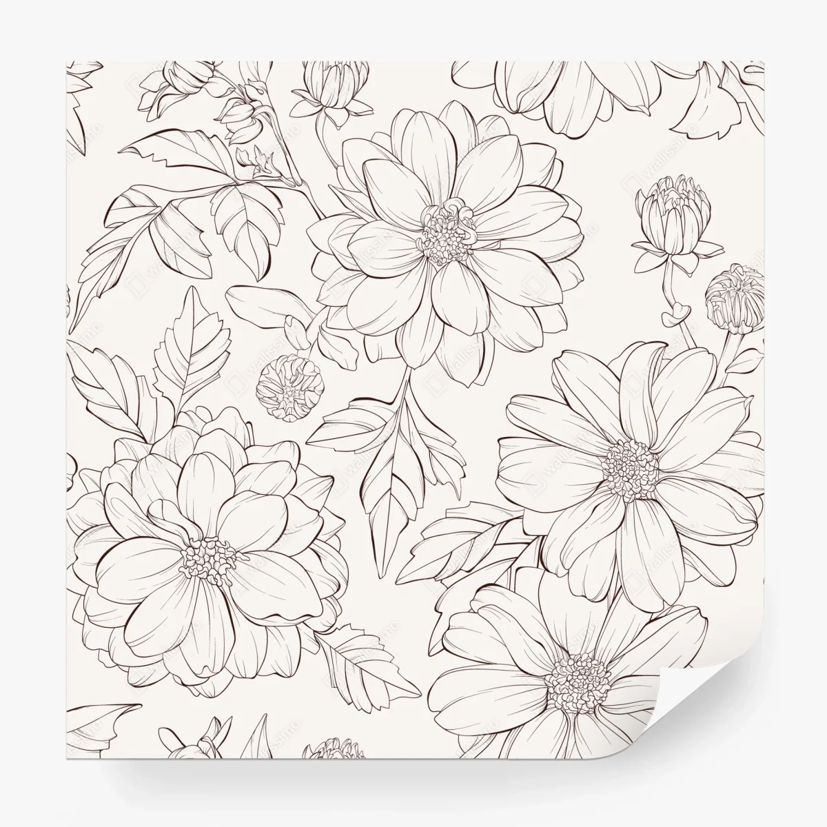 Papier peint motif floral délicat au trait – Wallnifity® Papier peint motif floral délicat au trait – Wallnifity®