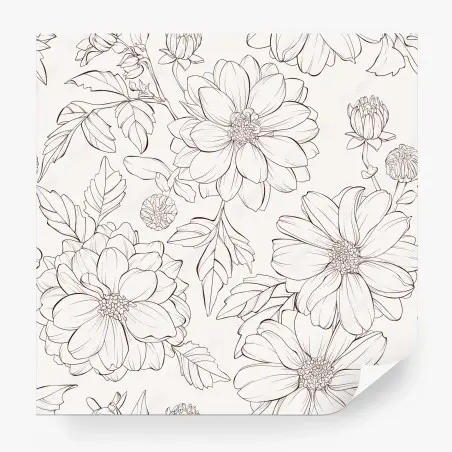 Papier peint motif floral délicat au trait – Wallnifity®