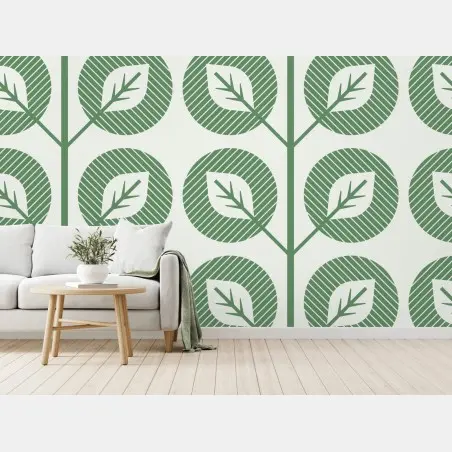 Papier peint motif de feuilles géométriques vertes – Wallnifity®