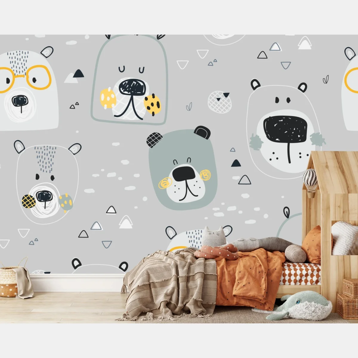 Papier peint motif oursons doux et graphiques – Wallnifity® Papier peint motif oursons doux et graphiques – Wallnifity®