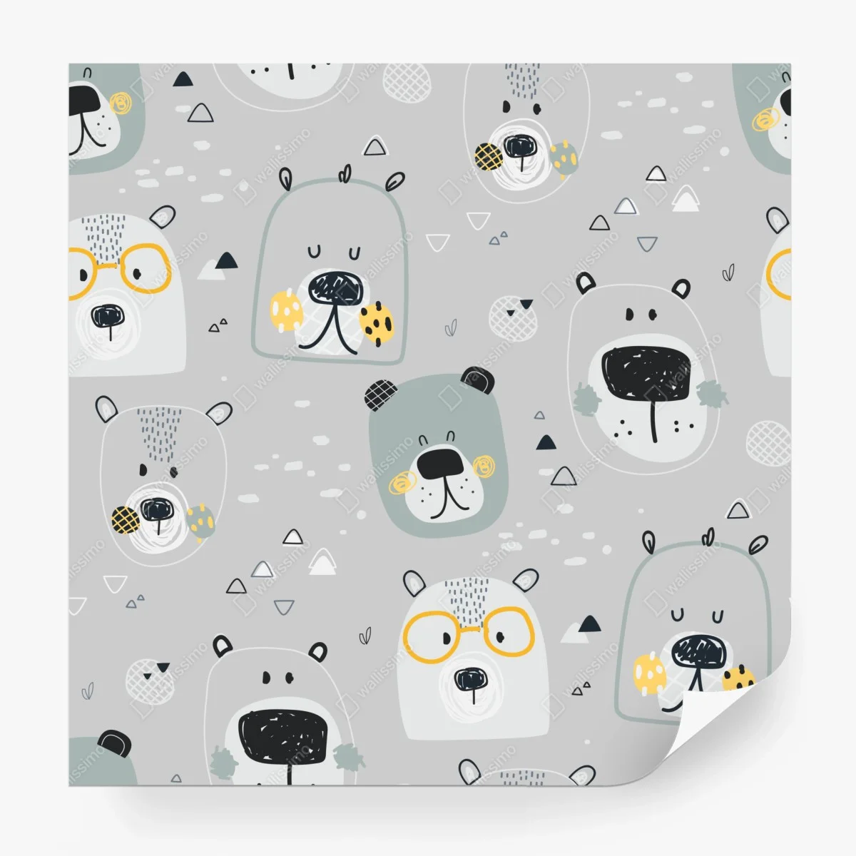 Papier peint motif oursons doux et graphiques – Wallnifity® Papier peint motif oursons doux et graphiques – Wallnifity®