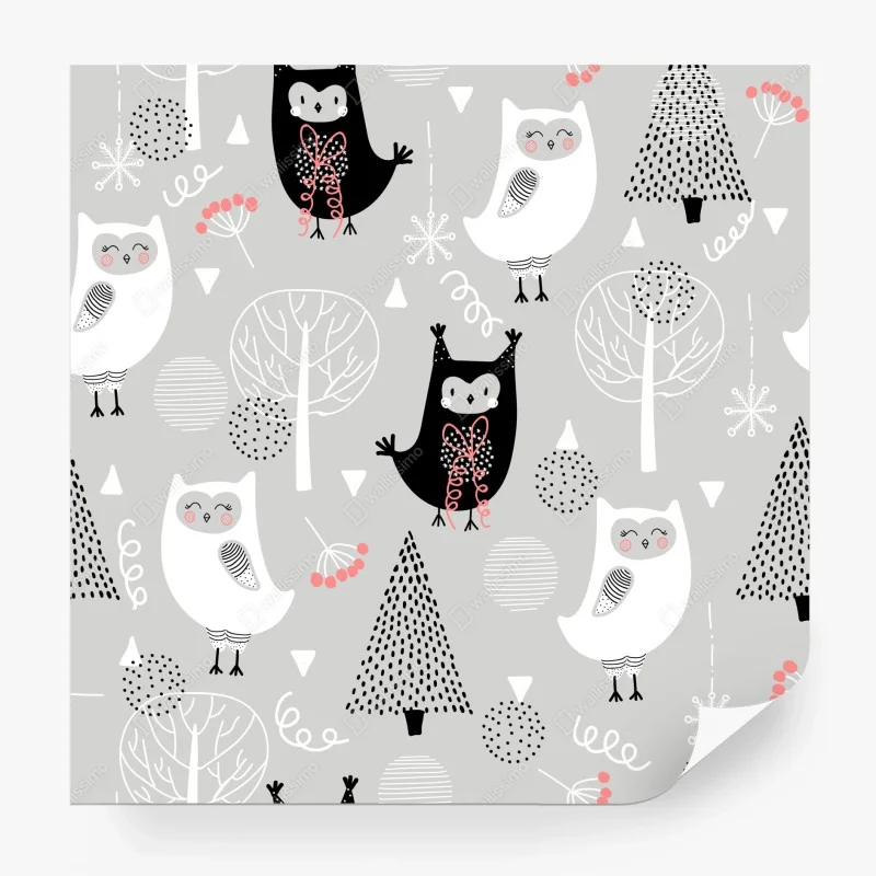 Papier peint motif de chouettes scandinaves pour chambre d'enfant – Wallnifity® Papier peint motif de chouettes scandinaves pour chambre d'enfant – Wallnifity®