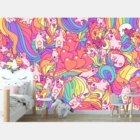Papier peint rêve de licornes arc-en-ciel – Wallnifity®