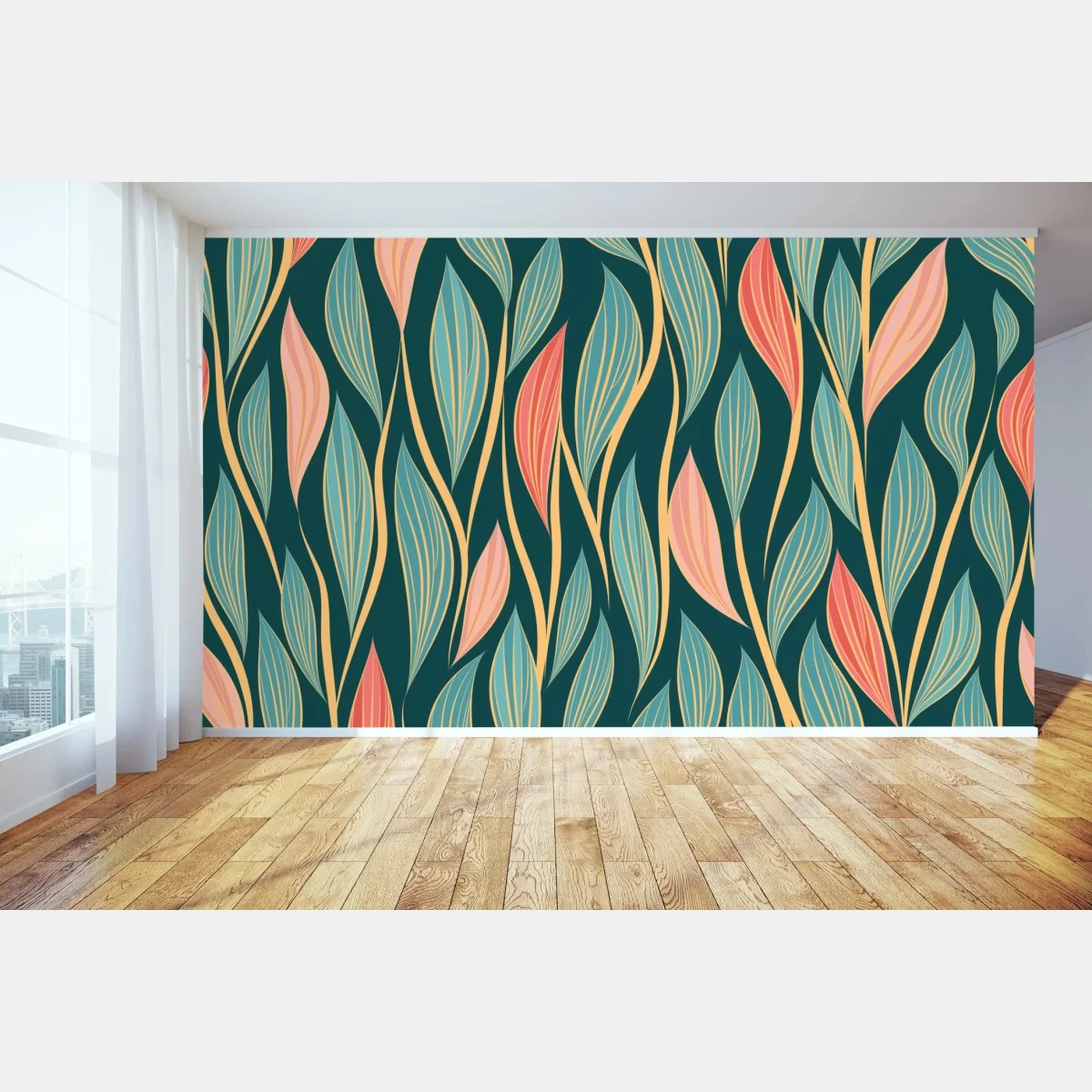 Papier peint motif feuilles élégantes art déco – Wallnifity® Papier peint motif feuilles élégantes art déco – Wallnifity®