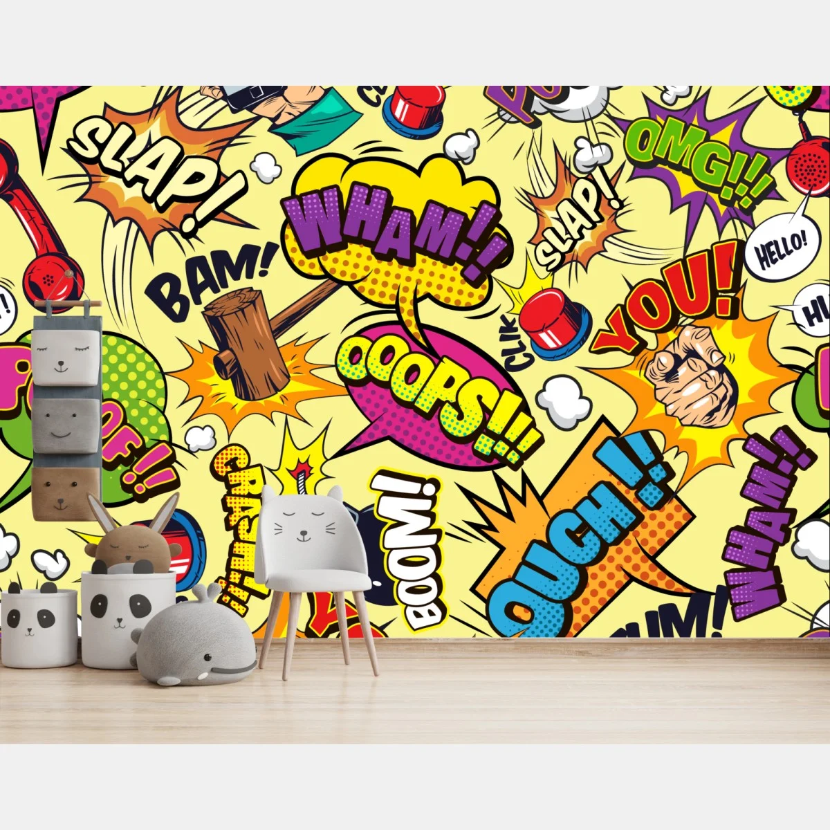 Papier peint explosion d'onomatopées pop art colorée – Wallnifity® Papier peint explosion d'onomatopées pop art colorée – Wallnifity®