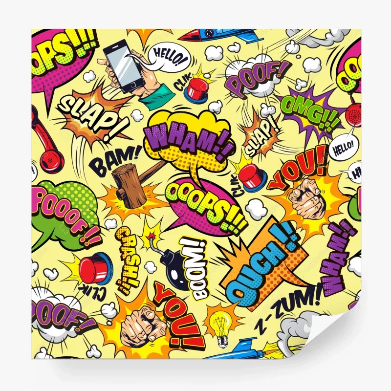 Papier peint explosion d'onomatopées pop art colorée – Wallnifity® Papier peint explosion d'onomatopées pop art colorée – Wallnifity®