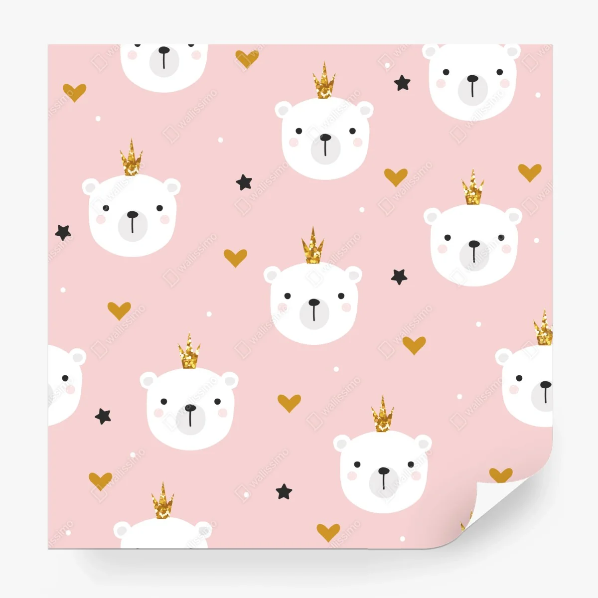 Papier peint têtes d'ours couronnées sur fond rose – Wallnifity® Papier peint têtes d'ours couronnées sur fond rose – Wallnifity®