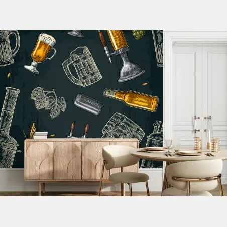Papier peint motifs de brasserie vintage – Wallnifity®