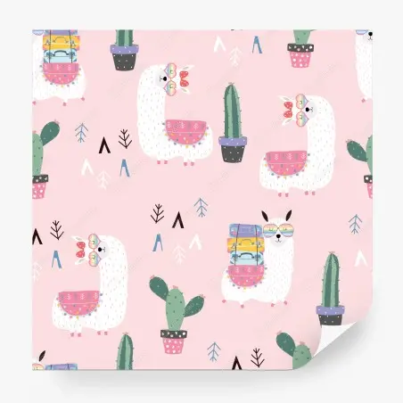 Papier peint motif de lamas pastel pour chambre d'enfant – Wallnifity®