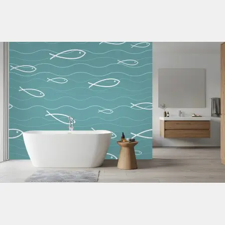 Papier peint motif poissons marins minimalistes – Wallnifity®