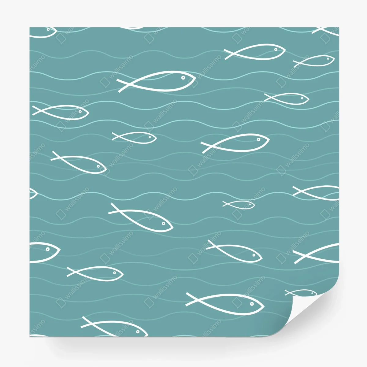 Papier peint motif poissons marins minimalistes – Wallnifity®