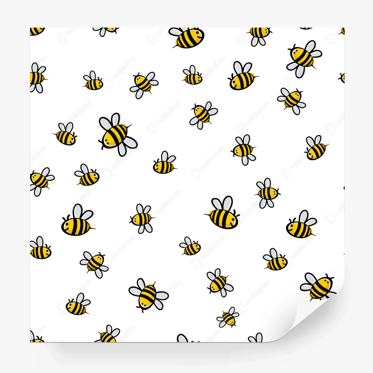 Papier peint motif d'abeilles joyeuses sur fond blanc – Wallnifity® Papier peint motif d'abeilles joyeuses sur fond blanc – Wallnifity®