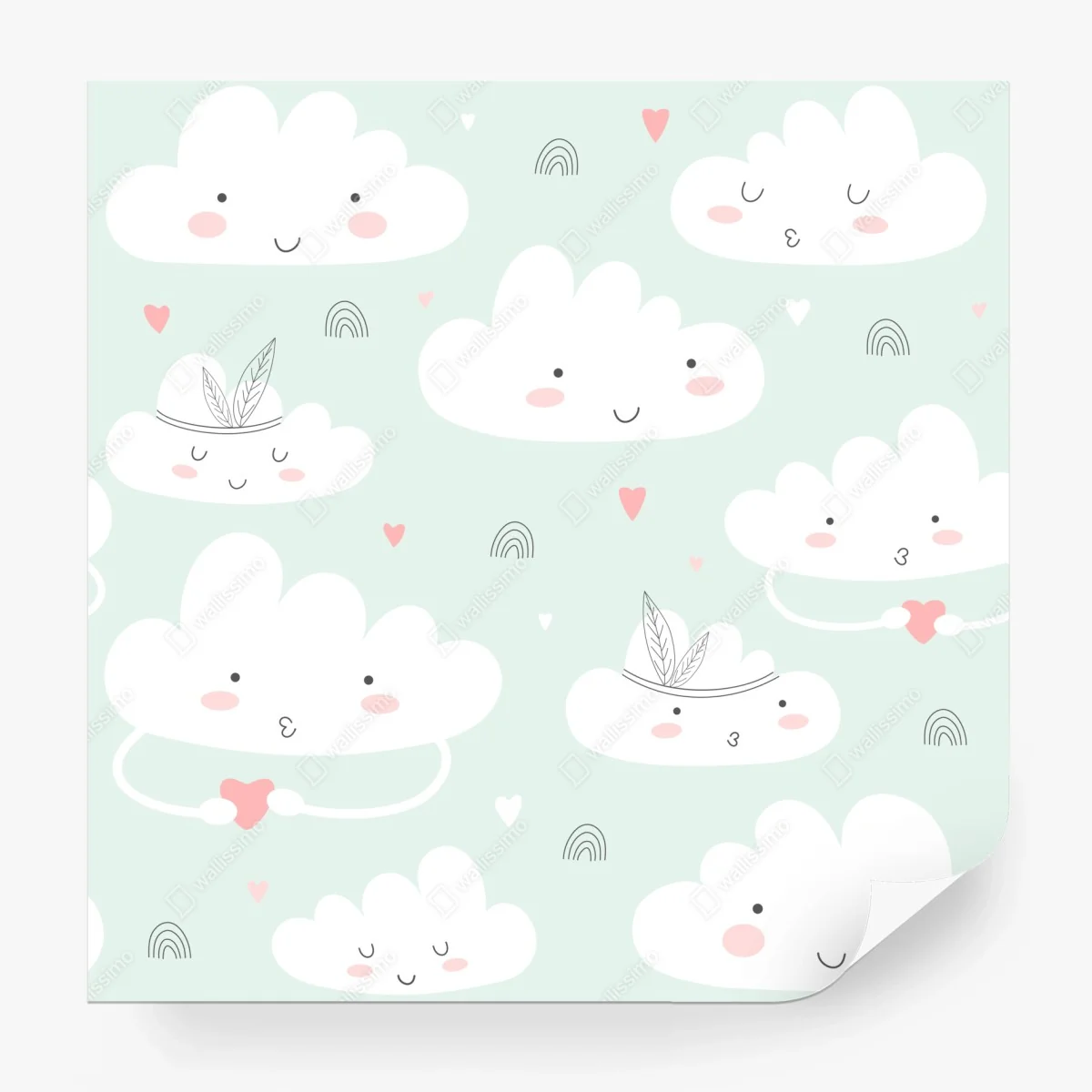 Papier peint nuages mignons et cœurs pastel pour chambre d'enfant – Wallnifity® Papier peint nuages mignons et cœurs pastel pour chambre d'enfant – Wallnifity®