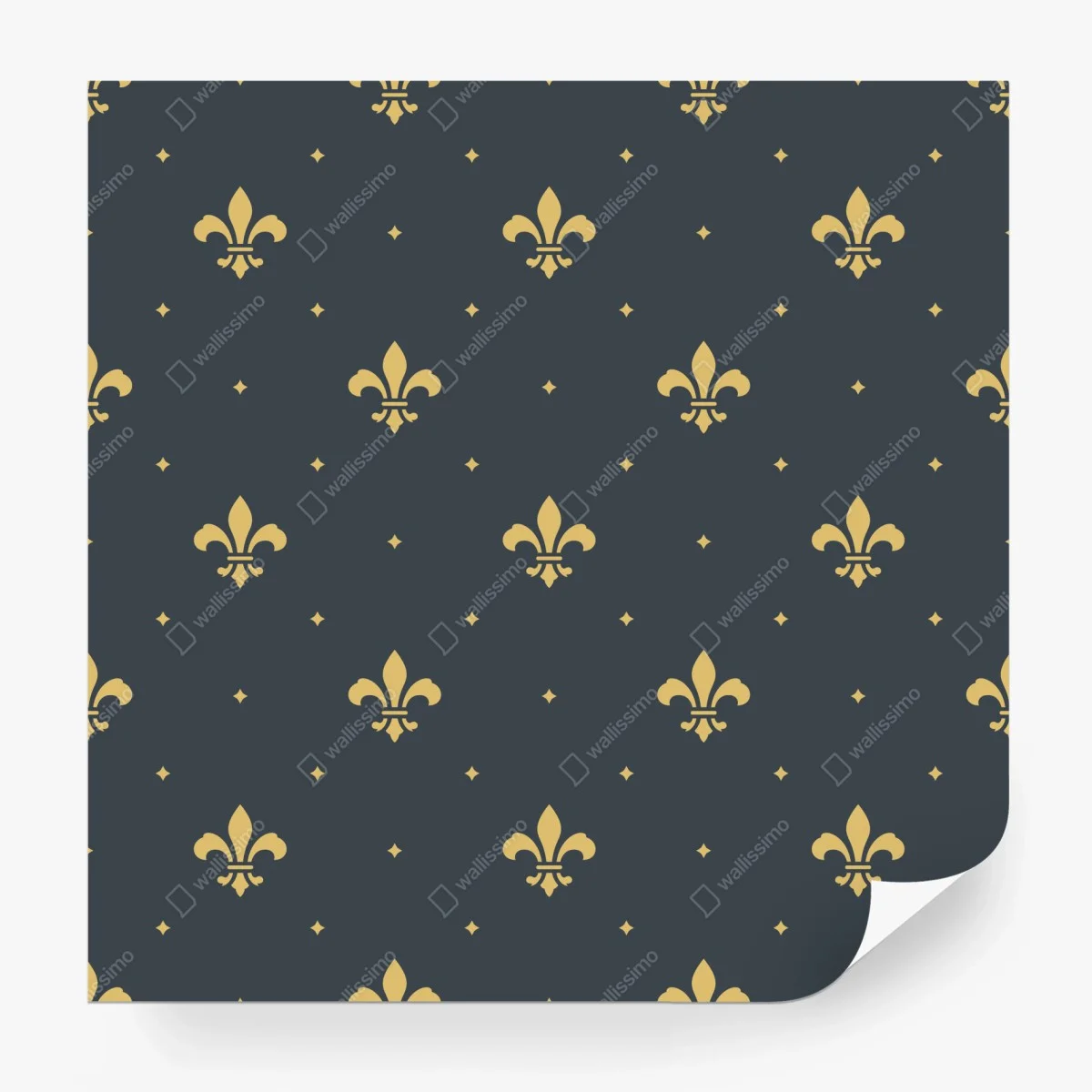 Papier peint motif fleur de lys doré sur fond bleu nuit – Wallnifity® Papier peint motif fleur de lys doré sur fond bleu nuit – Wallnifity®
