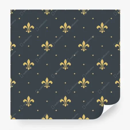 Papier peint motif fleur de lys doré sur fond bleu nuit – Wallnifity®