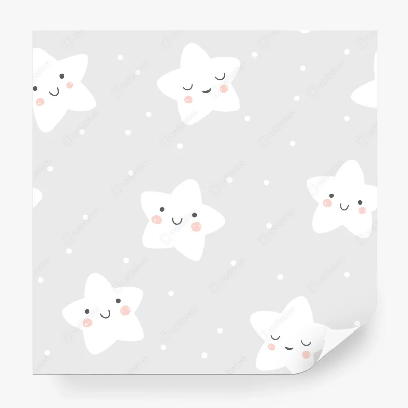 Papier peint motif d'étoiles souriantes pour chambre d'enfant – Wallnifity®
