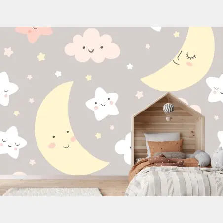 Papier peint douce nuit étoilée pour chambre d'enfant – Wallnifity®