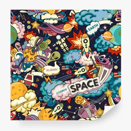 Papier peint aventure spatiale colorée et ludique – Wallnifity®