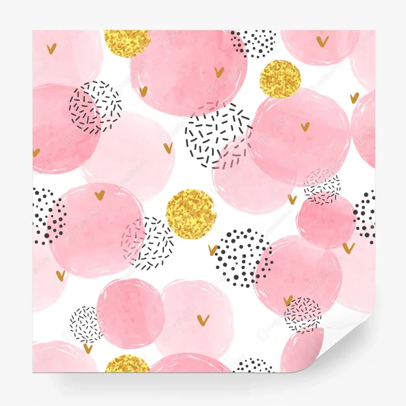 Papier peint motif bulles aquarelle rose avec accents dorés – Wallnifity® Papier peint motif bulles aquarelle rose avec accents dorés – Wallnifity®