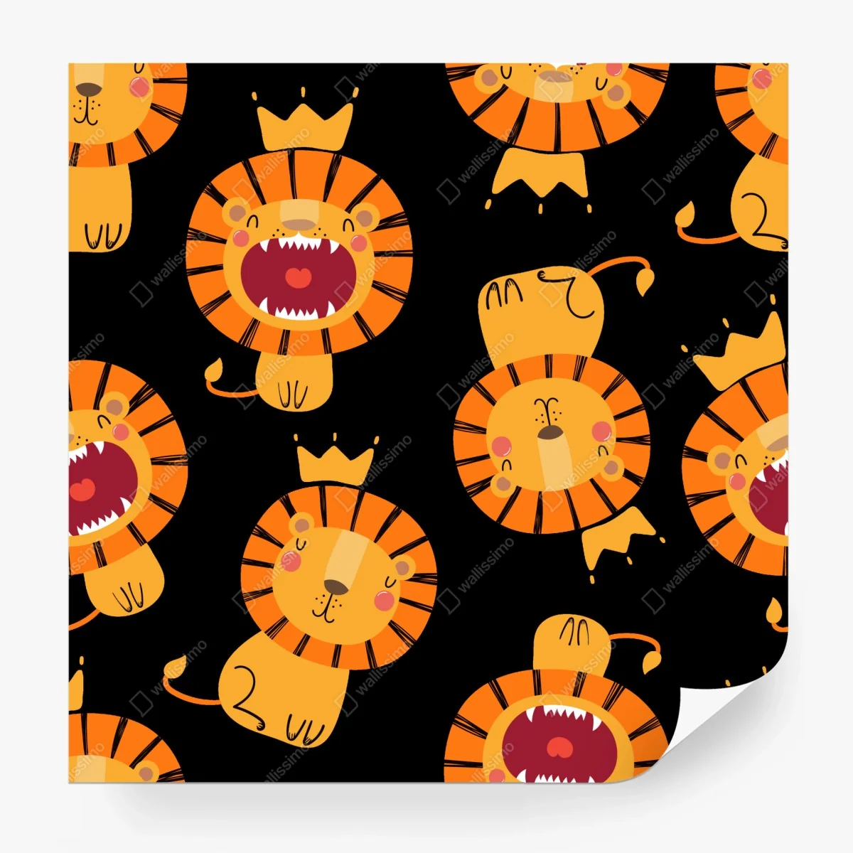 Papier peint motif lions couronnés et joyeux – Wallnifity® Papier peint motif lions couronnés et joyeux – Wallnifity®
