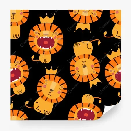 Papier peint motif lions couronnés et joyeux – Wallnifity®