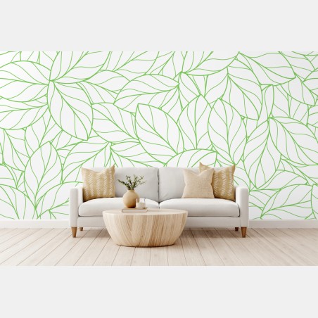 Papier peint motif feuilles vertes pour intérieur contemporain – Wallnifity®