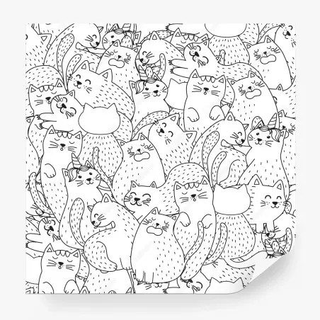 Papier peint motif de chats mignons en noir et blanc – Wallnifity®
