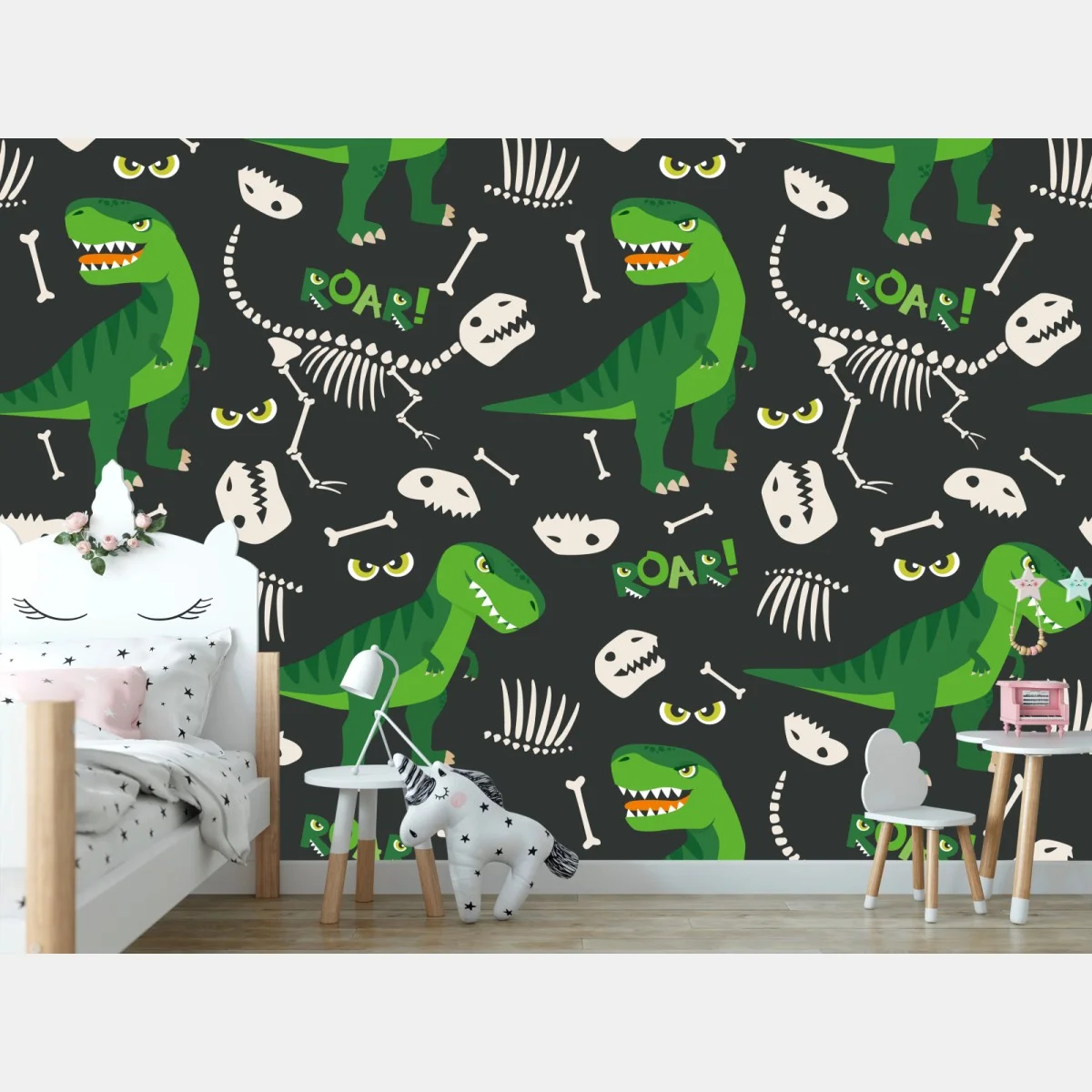 Papier peint motif dinosaures tyrannosaures verts pour chambre d'enfant – Wallnifity® Papier peint motif dinosaures tyrannosaures verts pour chambre d'enfant – Wallnifity®