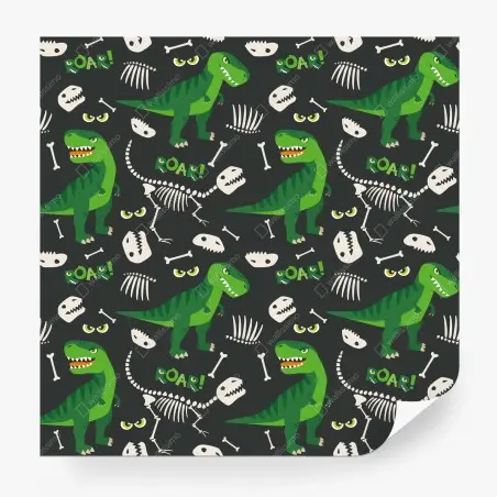 Papier peint motif dinosaures tyrannosaures verts pour chambre d'enfant – Wallnifity®