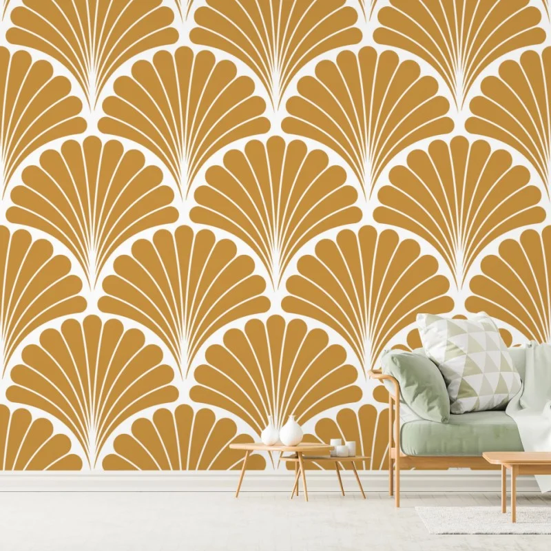 Papier peint motif coquillage art déco doré – Wallnifity® Papier peint motif coquillage art déco doré – Wallnifity®
