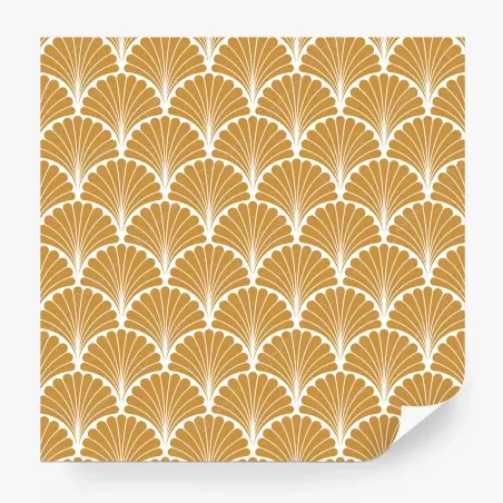 Papier peint motif coquillage art déco doré – Wallnifity®